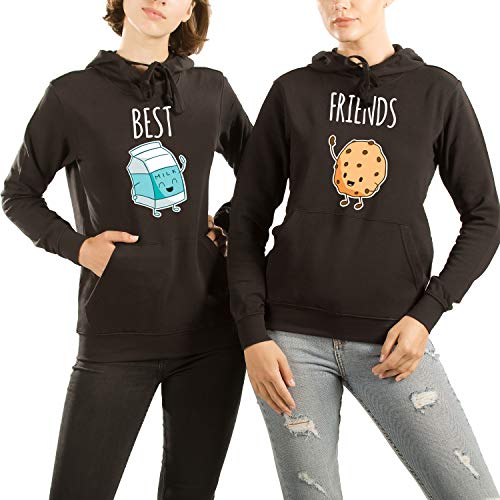 VIVAMAKE® 2 Sudaderas Mujer de Mejores Amigas por Set con Diseño Leche y Galleta Best Friends