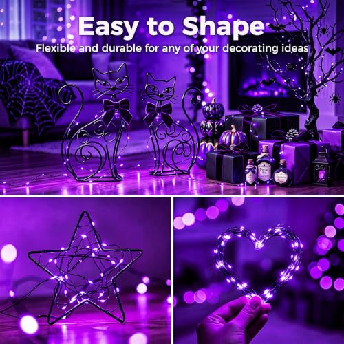 Image of btfarm 6 Pack Purple Halloween Fairy Lights Battery Operated with 3 Modes
