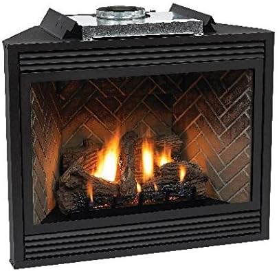 Empire Comfort Systems 36" Direct-Vent NG Millivolt Control Fireplace with Logs, Burner, Tempered Glass, Herringbone Ceramic Fiber Brick, Power Outage Heating, Realistic Flame Effect