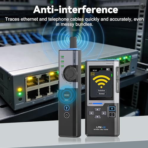 DewinLVD Netzwerktester, Kabeltester Störungsfreie POE Kabelerkennung Lan Tester RJ45 für Crimp Test Kabelgeschwindigkeitsmessung Port Flashing berührungslose NCV Erkennung LPM-10