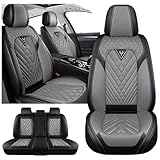 INSORIC Full Set for Toyota Highlander Car Seat Covers 2001-2026, Waterproof Nappa Leather Car Seat Protector, Comfortable and Anti-Slip Car Seat Cover&Accessories(5 Seats/Black Gray)
