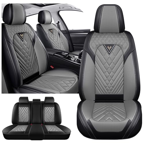 INSORIC Full Set for Toyota Corolla Cross Car Seat Covers 2022-2026 Waterproof Nappa Leather Car Seat Protector Anti-Slip and Comfortable Car Seat Cover&Accessories(5 Seats/Black Gray)