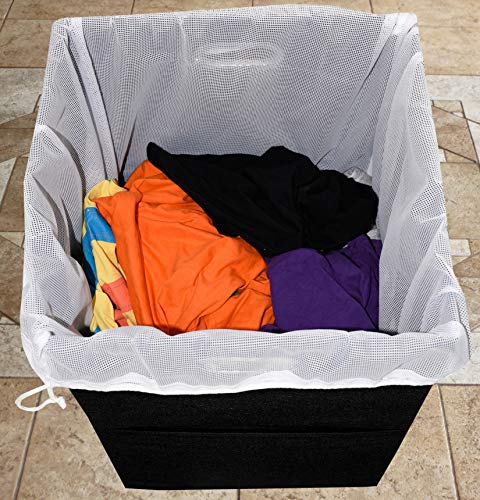 Foldable Large Laundry Hamper With Laundry Bag - Premium Durable Fabric, Plastic Board, Extra-Large Size, Space-Saving & Compact Clothes Basket With Metal Handles (Black) #TOP2