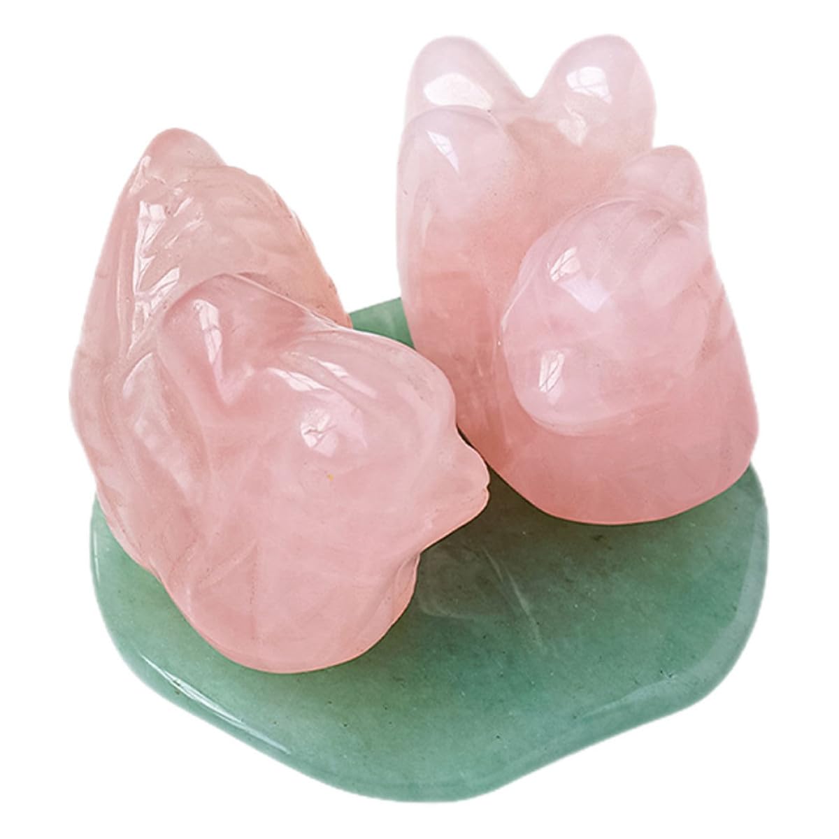 Generic Naturalny kwarc różowy i zielona rzeźba kaczki awenturynowej, kryształowa ślubna ozdoba na biurko, figurka dekoracyjna Feng Shui Home Decor