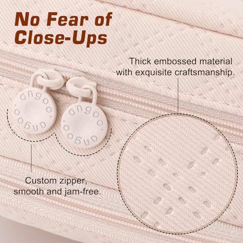 Image of EASTHILL Large Capacity Pencil Case Cute Pencil Pouch with Handle Stationery Pen Bag for Teen Girls-Cream