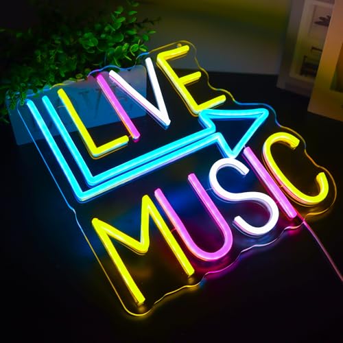 Image of Live Music Neon Signs for Wall Decor,Led Neon Lightfor Live Room, Game Room, Broadcasting Room, Music Studio