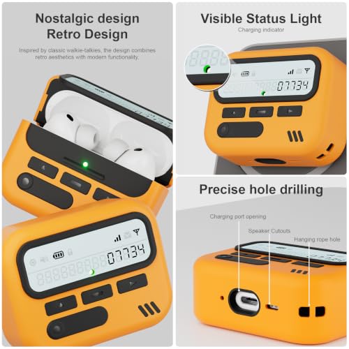 Image of for AirPods Pro 3 Case with Safty Lock,Retro Inspired Pager Style (Yellow)