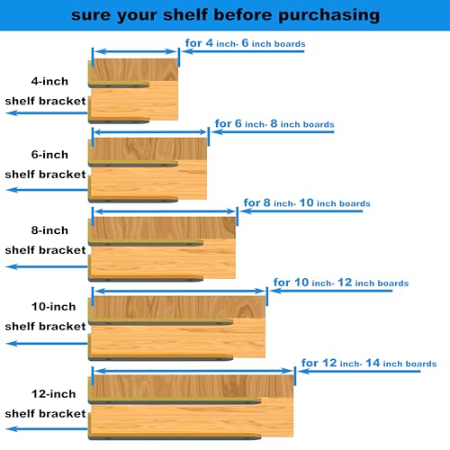 Image of Eurydice Heavy Duty Floating Shelf Brackets, 1 /4 in Thick 8 in 6Pack Gold