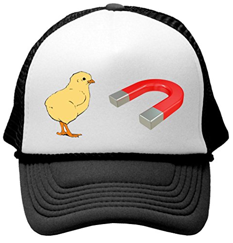 Gooder Tees Chick Magnet - Funny frat Party Guido Mesh Trucker Cap Hat, Black