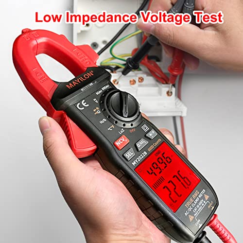 Mayilon My2022B Big Screen Digital Clamp Meter Ac/Dc 600A 6000 Counts Multimeter Voltage Tester Auto-Ranging With Temperature, Ncv, Voltage And Current Test, Frequency, Resistance, Capacitance Etc. #TOP4