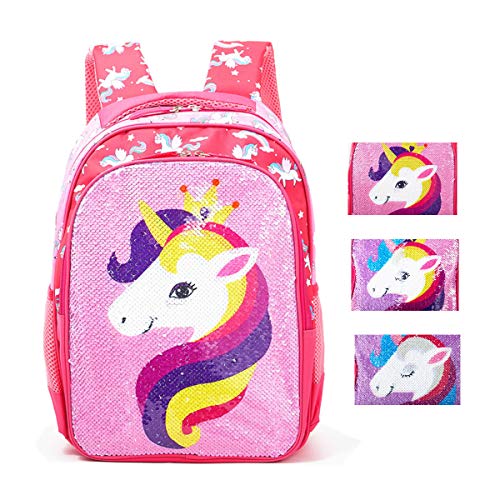 Reversible Sequin School Backpack Lightweight Little Kid Book Bag for Preschool Kindergarten Elementary