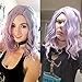 TopWigy Light Purple Cosplay Wig, Medium Length Lavender Wigs Short Bob Lilac Full Curly Wave Colorful Synthetic Hair for Halloween Costume Party(Light Purple 16