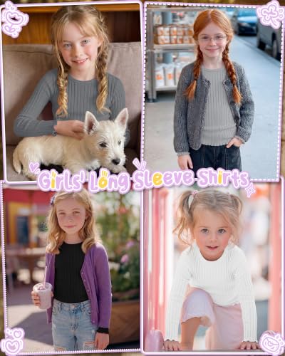 Image of 4 Pack Toddler Girls' Long Sleeve Shirts Cotton Tops
