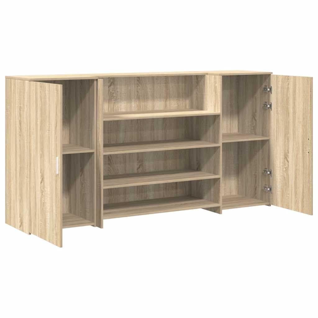 Banco reception Sonoma rovere 200 x 50 x 103,5 cm, materiale in legno, con bancone integrato, robusto mobile da ufficio per reception, scrivania versatile con spazio di archiviazione