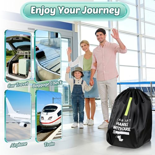 Image of Guiseapue Car Seat Travel Bag for Airplane: Car Seat Bags for Air Travel Fit All Car Seats, Infant Carriers & Booster Seats, Carseat Cover Fit Doona Graco Evenflo, Airplane Travel Essentials Flying