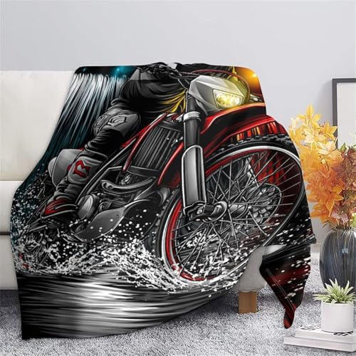 Couvertures motorcycles douces en flanelle, le cadeau idéal de 150x200cm pour ados et motards - 7
