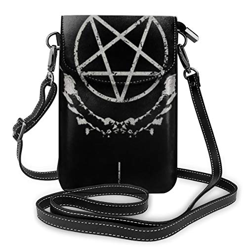 YongColer Fashion Small Cellphone Crossbody Shoulder Bag Gothic Occult Satan Penta Symbol Skull Cell Phone Purse Wallet Lightweight Roomy Pockets Smartphone Bag For Women Girls Teens