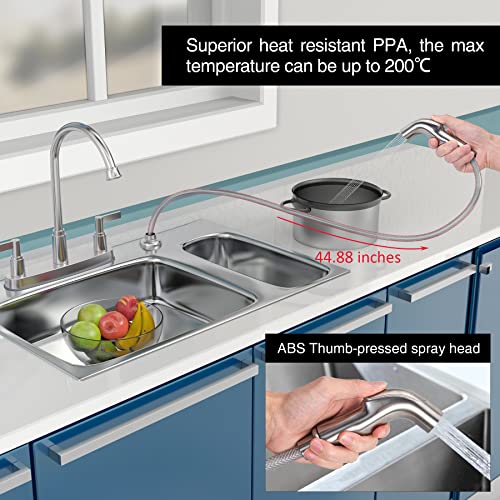 Gowin Brushed Nickel Kitchen Faucet With Side Sprayer,2 Handle Kitchen Sink Faucet，Kitchen Faucets For Sink 3 Hole Or 4 Hole,High Arc Stainless Steel 8 Inch Centerset Kitchen Faucet #TOP2