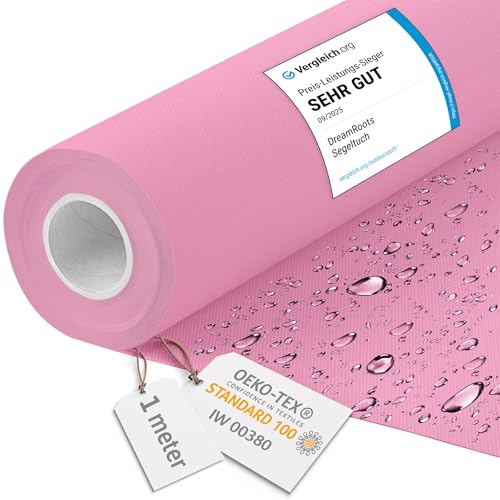 DreamRoots Tessuto Impermeabile al metro 160 cm Larghezza, 220 g/m² 600D, Stoffa per Cuscini Esterni - Rosa 1M