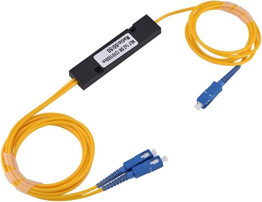 Asixx 1 to 2 Singlemode SC Optical Fiber Splitter, SC-SC Connector, Compact Design, FTTX Compatible