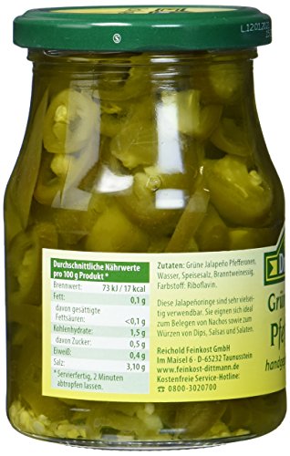 Feinkost Dittmann Grüne Jalapeño-Peperoni, in Ringe geschnitten Glas, 6er Pack (6 x 335 g) – Bild 4