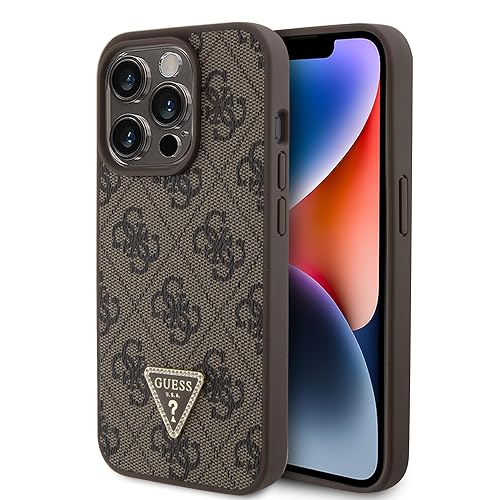 Coque Guess iPhone 15 Pro cuir 4G et logo strass