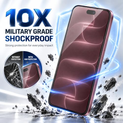 Image of FIRST MART Tempered Glass for iPhone 18 Pro, 9H 0.3 mm Full-Glue Screen Protector with Cable Protector, 3D Edge-to-Edge, HD Clear, Case-Friendly, Black, Pack of 1