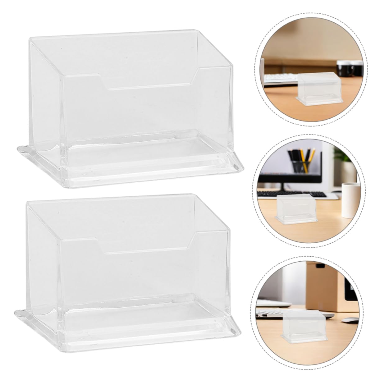 Tarjetero de Oficina Transparente Abs 10 Piezas para Escritorio | Diseño Minimalista, Fácil Mantenimiento, Uso en Espacios Profesionales, Soporte de Mesa para Tarjetas