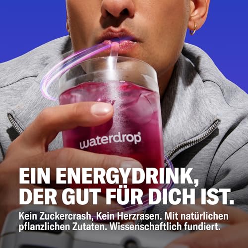 waterdrop® Microenergy Blue Vanilla – 36 Waterdrop Drops Würfel mit 90mg natürlichem Koffein – Energy Drink Getränkepulver zuckerfrei & kalorienarm - koffeinhaltiger Energie-Booster mit Vitamin C & B 4