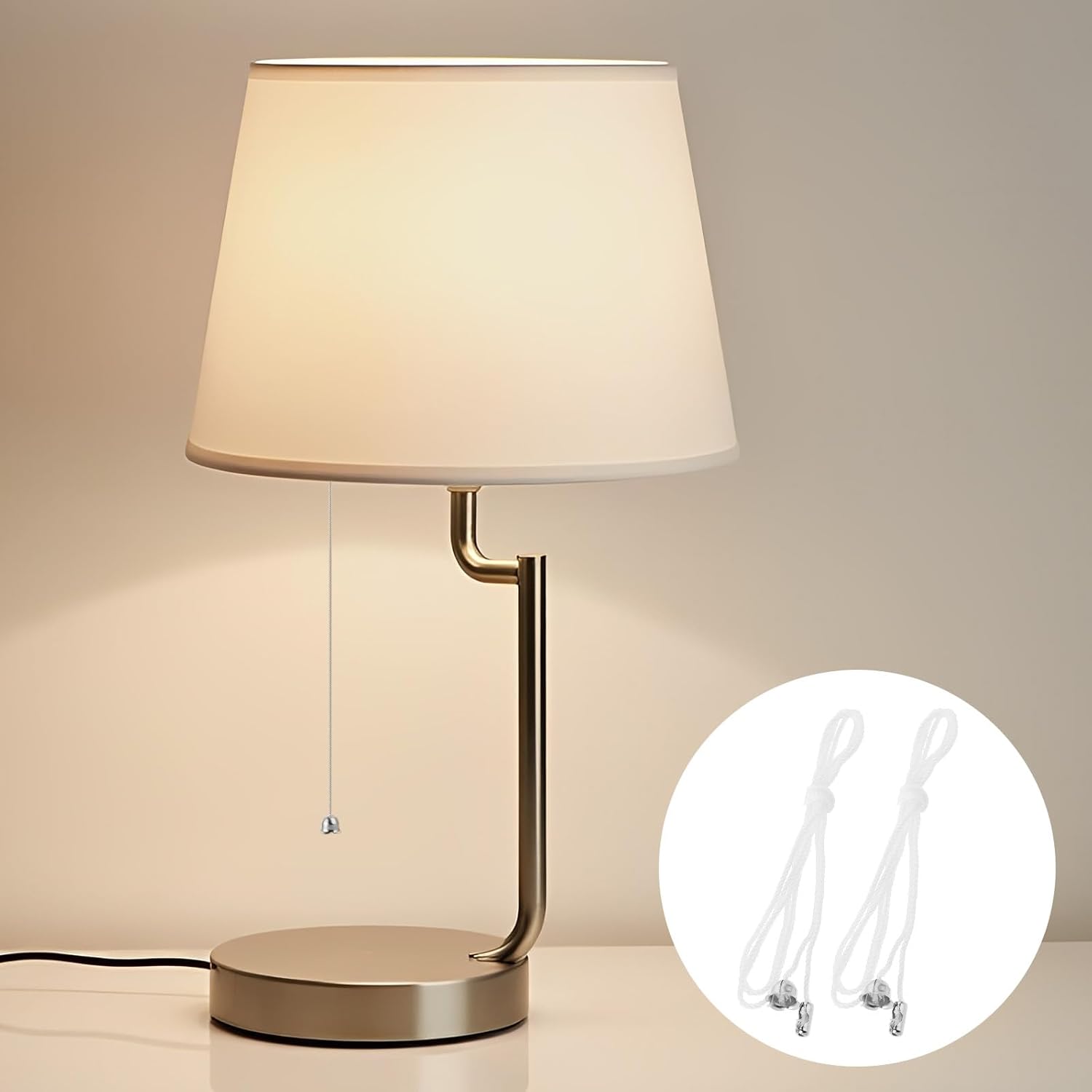 12 Pack Pull Cord for Ceiling Switch Light Pull Cord String with Connector Pull Chain Extension for Ceiling Fan Light Fixture Light Bulb(White and Silver) - Image 3