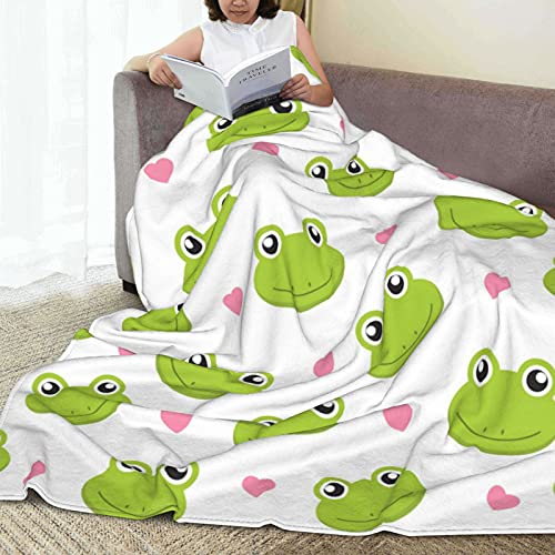 Auhomea Cute Frogs With Hearts Throw Blanket Lightweight Flannel Fleece Blankets Warm And Cozy Throws For Winter Bedding And Couch 50"X40" Inches For Kids Adults #TOP6