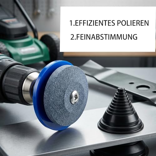 Rasenmäher Messerschärfer mit Klingenauswuchter – Universal Schärfer für Heckenschere, Gartenschere & Axt – Outdoor Messerschärfer für Bohrmaschinen (5 Stück)