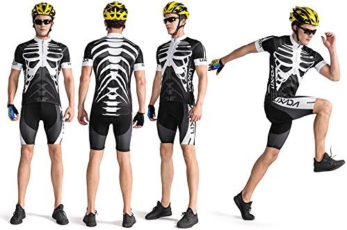 Lixada Maillot de cyclisme respirant à manches courtes et short rembourré en gel pour homme, bleu, Petit