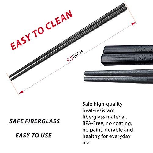 10 Pair Fiber Glass Chopsticks Reusable Dishwasher Safe Set of 10-Pairs - 9.5 Inches Long