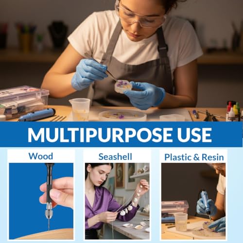 Image of R H LIFESTYLE 10 Pcs Epoxy Resin Art Tool Kit Measuring Cup, Silicone Brush, Hand Drill, Dropper, Deburring Tool, Tweezer and Sand Paper DIY Resin Art Kit