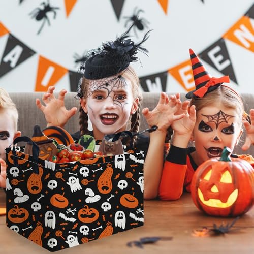 Image of Halloween Ghost thriller basket,Empty Halloween basket,Horror and thriller decor,Trick or Treat Box for Boys and Girls,Horror decor(Cute pumpkin)