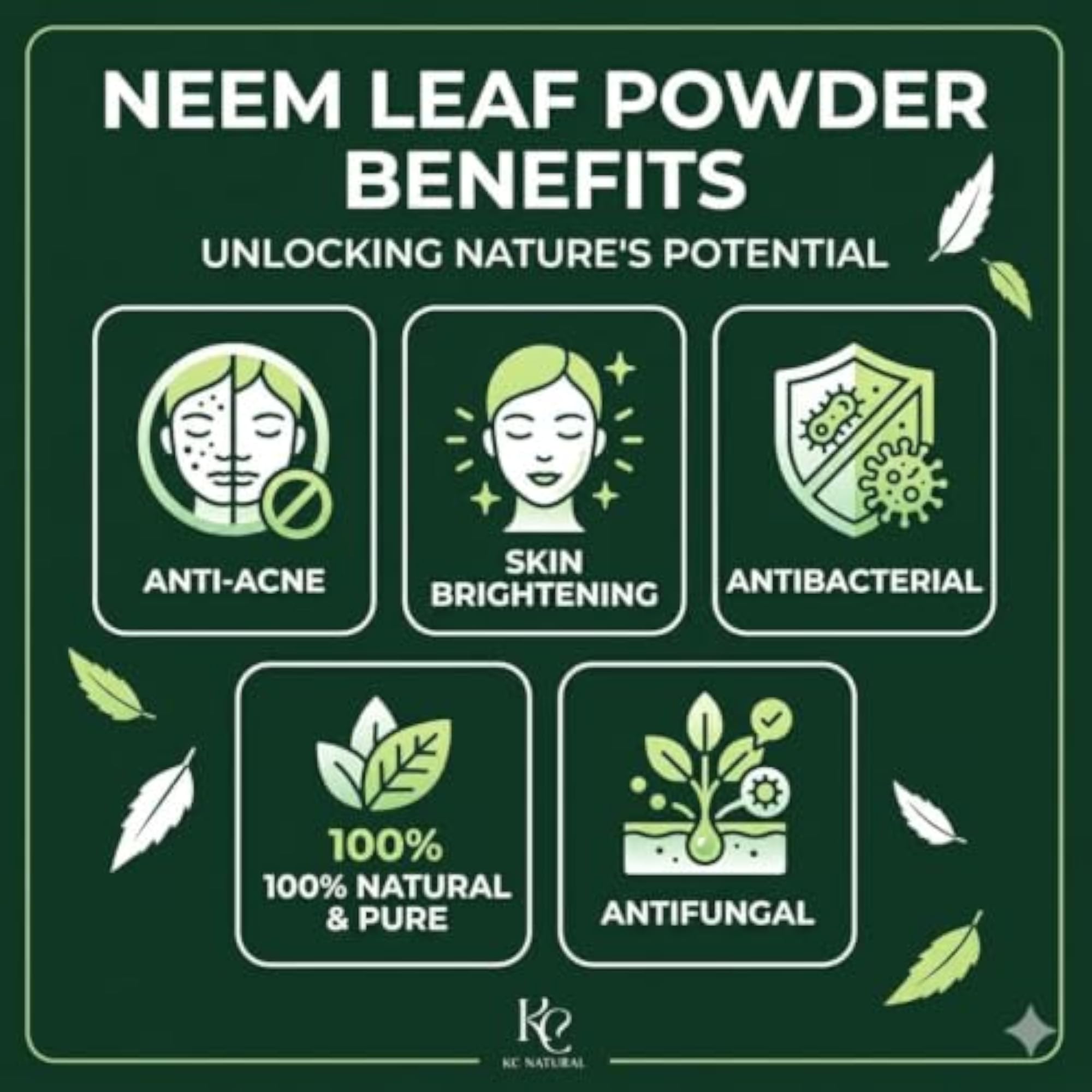 Krishv Neem Leaf Powder & Rose Water Combo, Natural Skincare