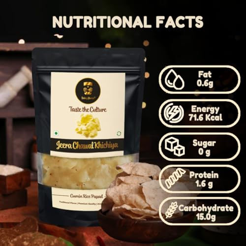 Image of Being Bania Rice Papad, Rajasthani Khichiya-215 Gram|Masala Rice Khichiya|Jeera Chawal Khichiya