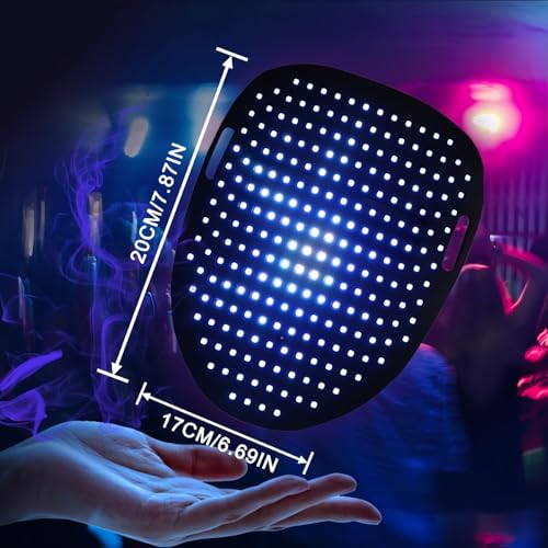 MiniLuxis LED Gesture Sensing Light-Up Mask – USB-C Rechargeable, 50+ Patterns, Super Long 8H Runtime – Perfect for Christmas, Halloween, Cosplay, Festivals, Party Costume - image 6