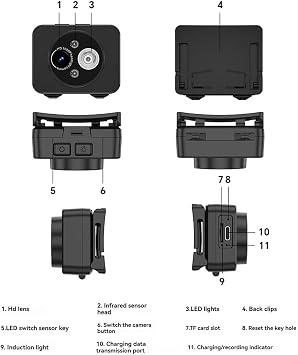Head-Mounted Sports Camera HD PTZ Anti-Shake Camera Short Video Cycling Outdoor Video Recorder Vlog Recorder