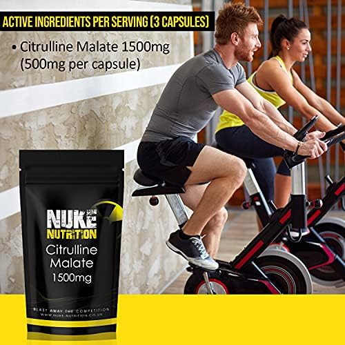 Nuke Nutrition L Citrulline Malate Capsules | 60 Capsules | High Strength 1500mg Dose Supplement | Boost Circulation, Performance & Muscle Recovery | 100% Natural, Preservative & Filler Free | Vegan