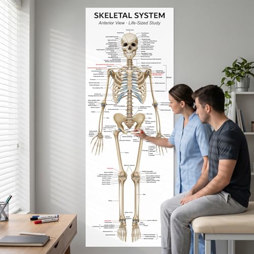 Image of Life Size Skeleton Bones Named Poster 72 x 27 Inch Human Skeleton Poster for Classroom or Lab and Medical Office Shipped Crease-Free Posters Wall Decor for Students Teachers and Doctors