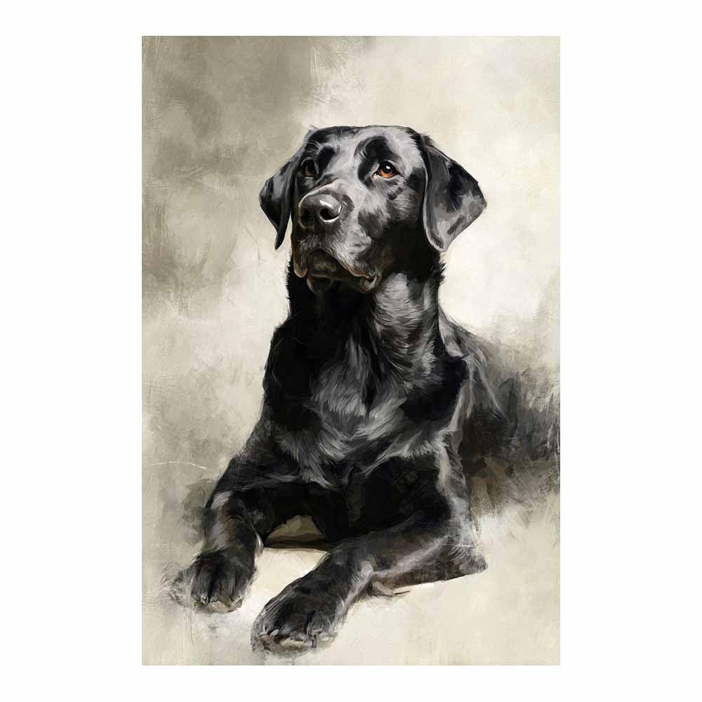 ZAMAEIU Canvas Print Wall Art Dog lying down Abstract Dog Animal Paintings, Suitable for living room, bedroom, for Kids Room Decoretc.(black)-80x120cm Unframed