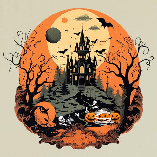 Women's Halloween Shirt: Crewneck Art Patterns Short Sleeve Halloween Party T-Shirt