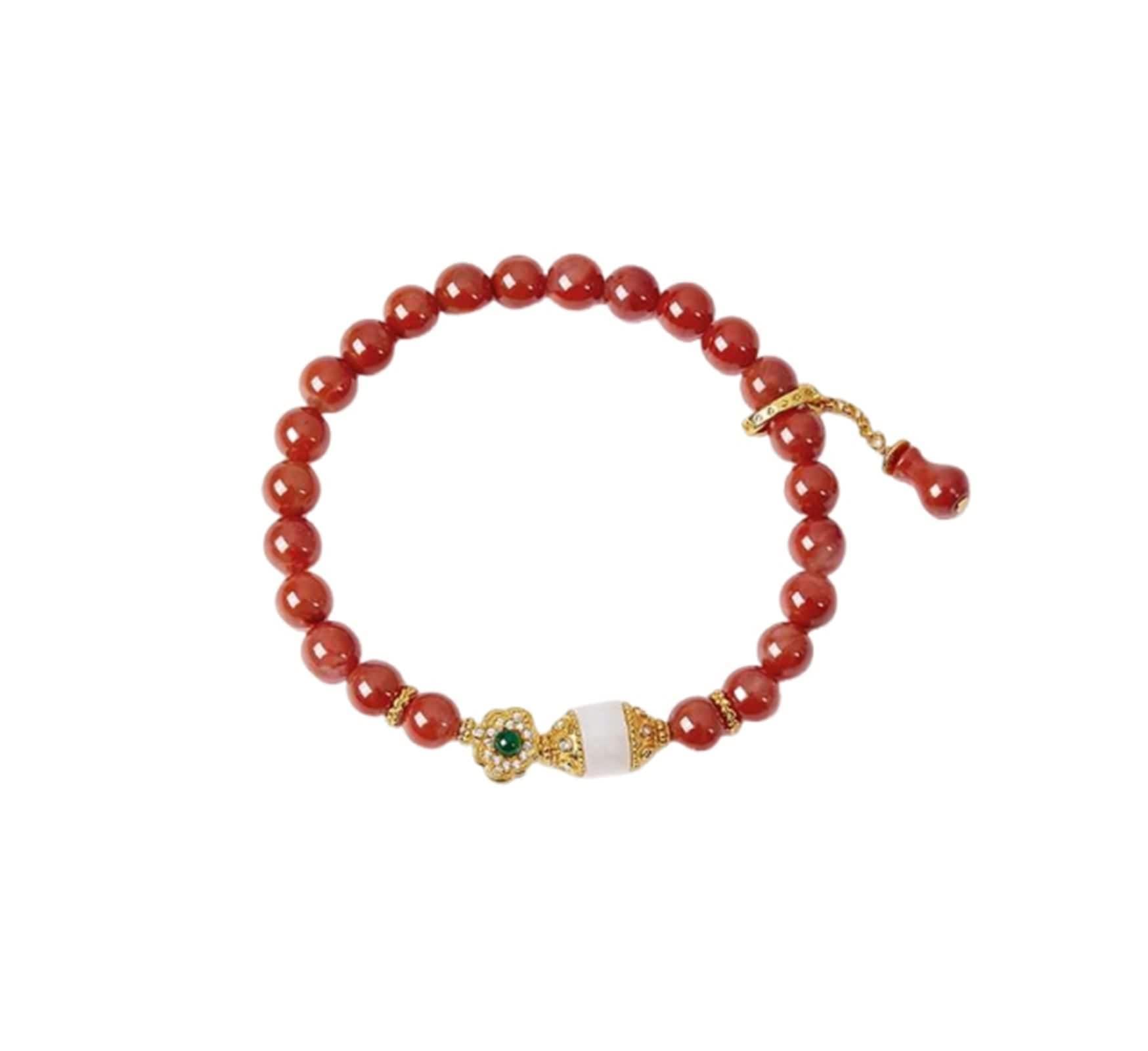 Armband Gold, Armbänder Damen Rot Achat Kettenarmband 9K/14K/18K Gelbgold Geburtstagsgeschenk