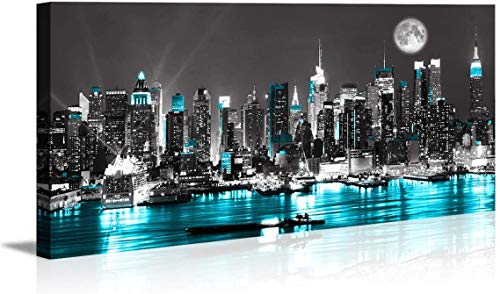 Wall Art Blue sea New York Paintings Wall Art,Black and White Stretched Wall Art for Bedroom Artwork Canvas Art Prints, 24x48Wall Decoration Painting Bedroom Wall Decor Office, Ready to Hang Wall Art Blue sea New York Paintings Wall Art,Black and White Stretched Wall Art for Bedroom Artwork Canvas Art Prints, 24"x48"Wall Decoration Painting Bedroom Wall Decor Office, Ready to Hang