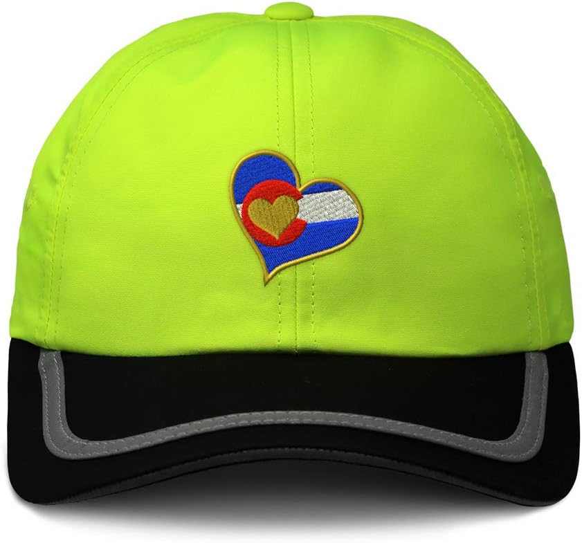 Custom Reflective Running Hat Colorado State Heart Flag Embroidery One Size