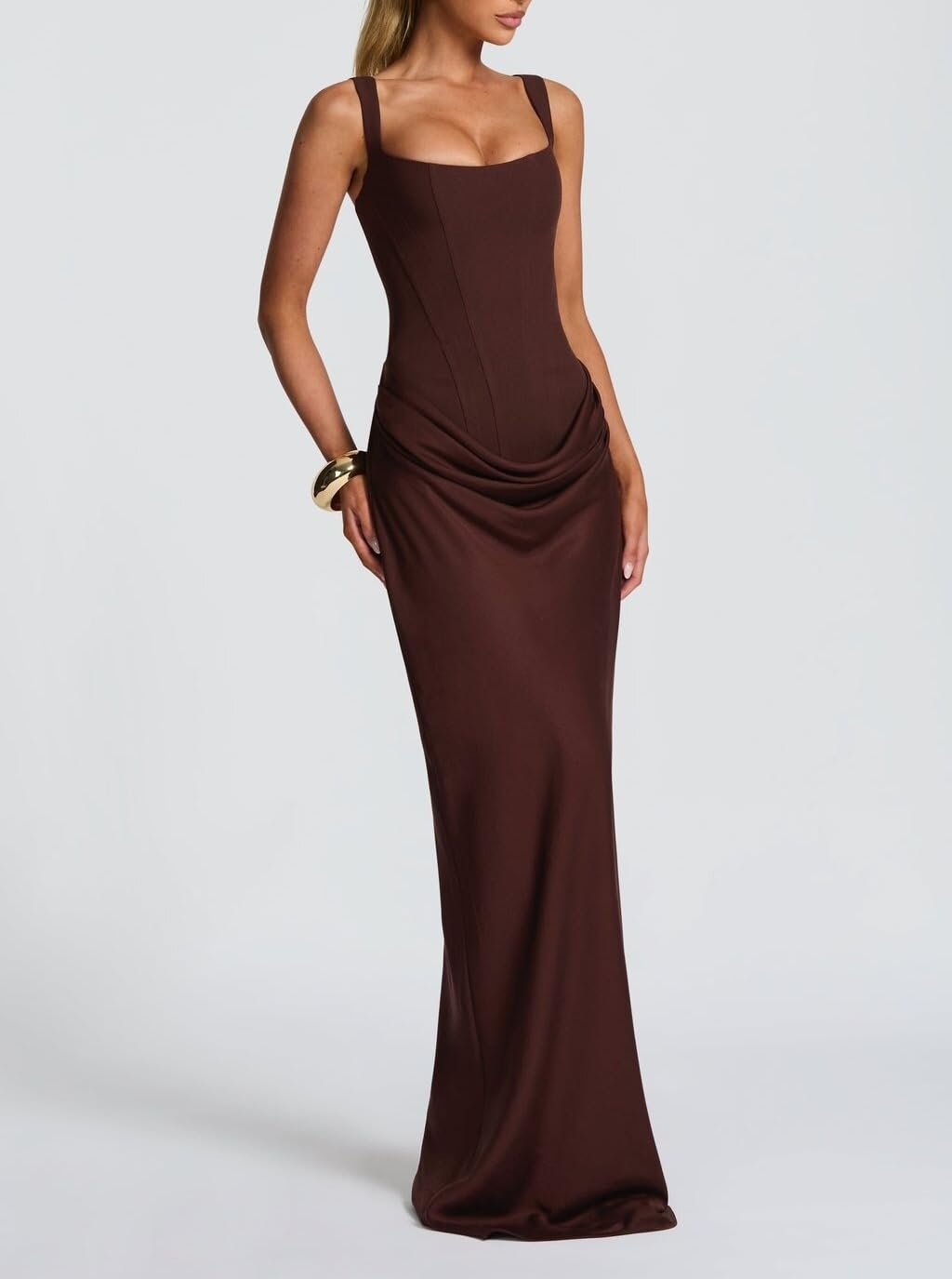 Robe longue corset pour femme avec lacets dans le dos - Robe de soirée moulante - Robe de soirée formelle pour mariage, fête d'invités