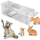 iMounTEK Humane Animal Trap - 31x12x11 inches Heavy Duty Folding Live Animal Trap Cage Easy to Catch& Release for Rabbit Cats Squirrel Skunk Small Raccoons Groundhog Armadillos(Only aTrap)