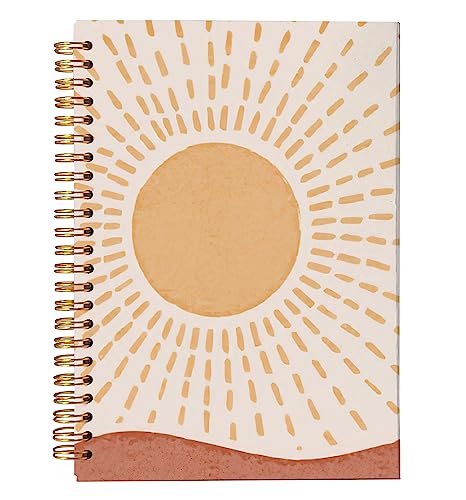 Carnet de notes abstrait bohème A5 à spirale couverture rigide soleil